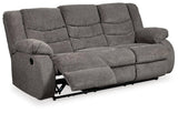 Tulen Gray Chenille Reclining Sofa - Ella Furniture