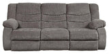 Tulen Gray Chenille Reclining Sofa - Ella Furniture
