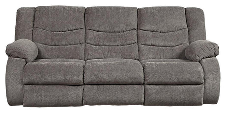 Tulen Gray Chenille Reclining Sofa - Ella Furniture
