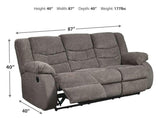 Tulen Gray Chenille Reclining Sofa - Ella Furniture