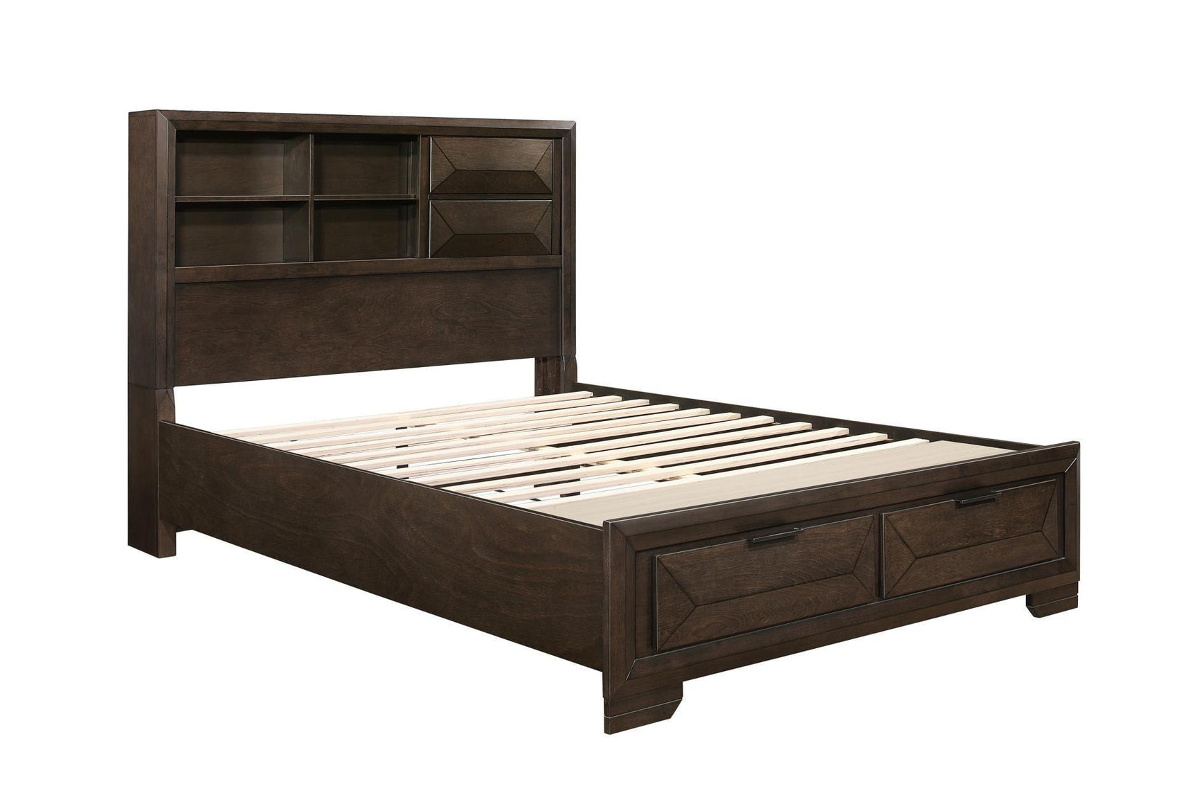 Chesky Espresso Modern Contemporary Solid Wood Birch Veneer Storage Platform Bed - Ella Furniture