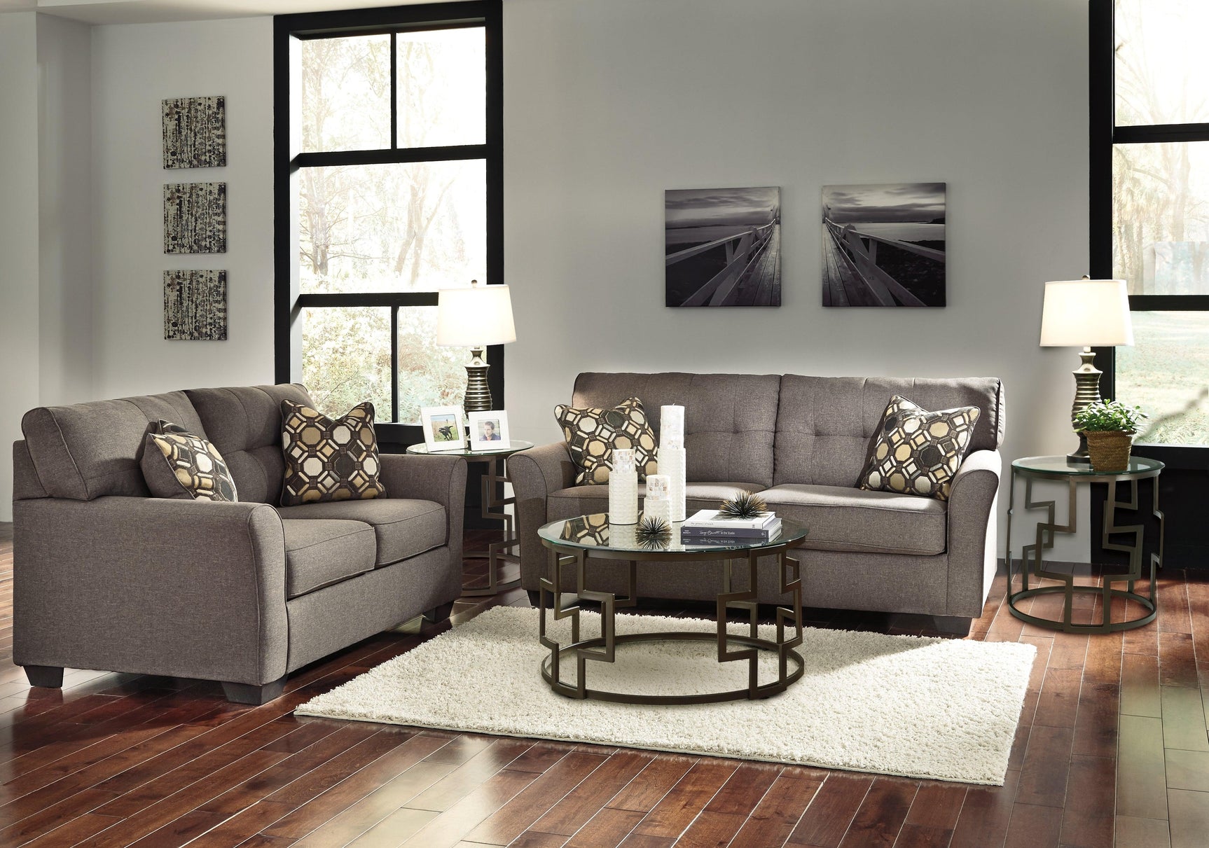 Tibbee Slate Chenille Sofa - Ella Furniture