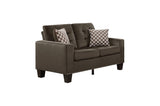 Lantana Chocolate Solid Wood And Plywood Textured Fabric Upholstered Tufted Sofa And Love Seat - Ella Furniture