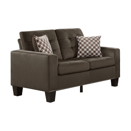 Latana Chocolate Modern Contemporary Solid Wood And Plywood Fabric Upholstered Tufted Love Seat - Ella Furniture
