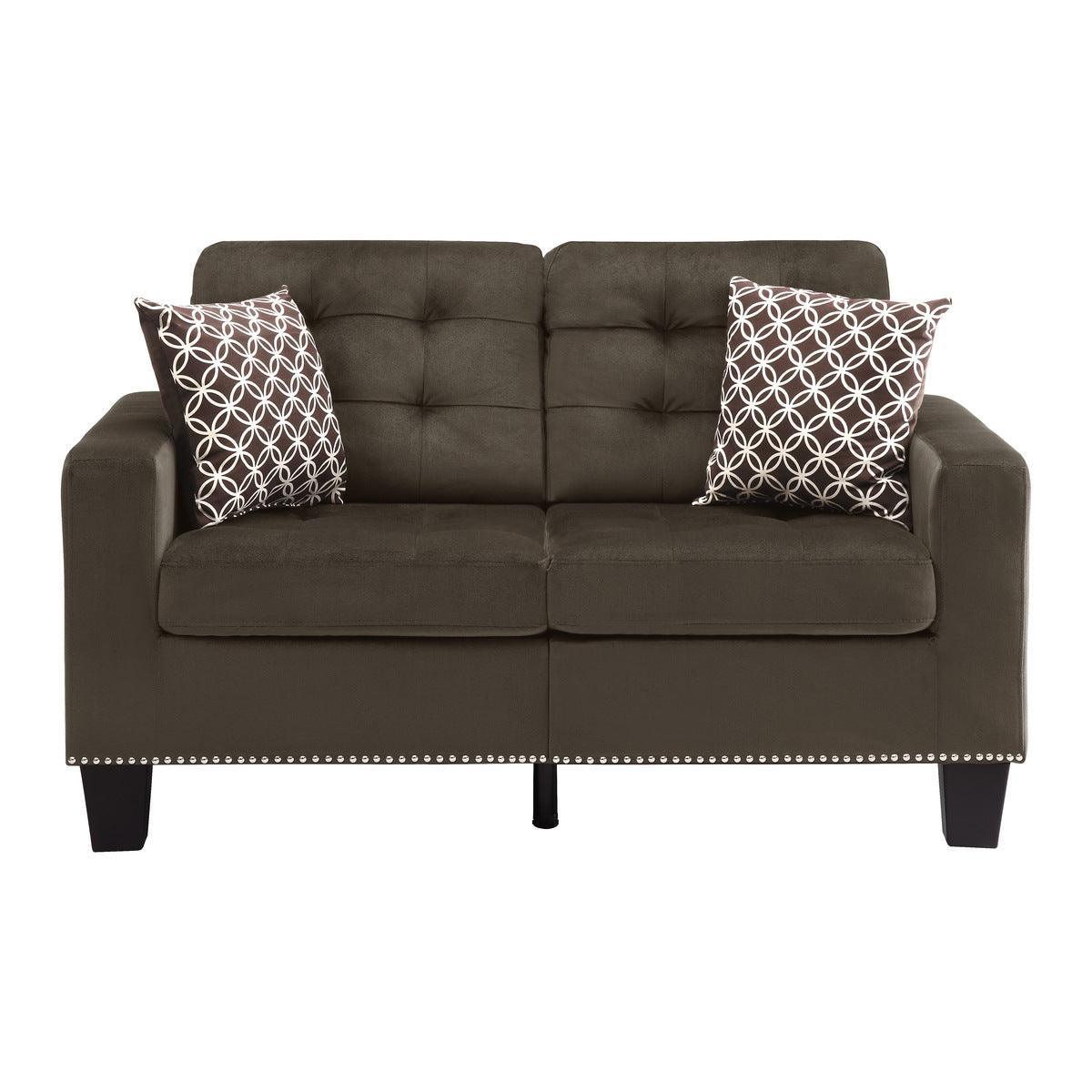 Latana Chocolate Modern Contemporary Solid Wood And Plywood Fabric Upholstered Tufted Love Seat - Ella Furniture
