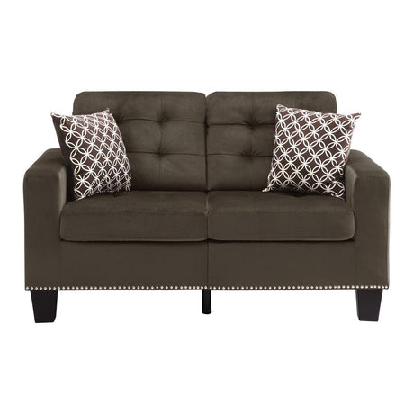Latana Chocolate Modern Contemporary Solid Wood And Plywood Fabric Upholstered Tufted Love Seat - Ella Furniture