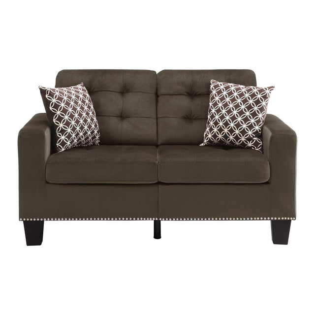 Latana Chocolate Modern Contemporary Solid Wood And Plywood Fabric Upholstered Tufted Love Seat - Ella Furniture
