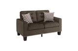 Lantana Chocolate Solid Wood And Plywood Textured Fabric Upholstered Tufted Sofa And Love Seat - Ella Furniture