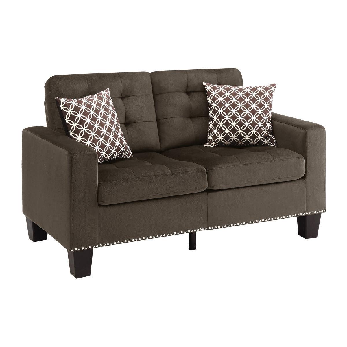 Latana Chocolate Modern Contemporary Solid Wood And Plywood Fabric Upholstered Tufted Love Seat - Ella Furniture