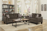 Lantana Chocolate Solid Wood And Plywood Textured Fabric Upholstered Tufted Sofa And Love Seat - Ella Furniture