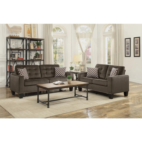 Latana Chocolate Modern Contemporary Solid Wood And Plywood Fabric Upholstered Tufted Love Seat - Ella Furniture