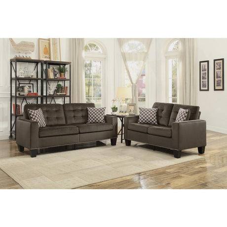 Latana Chocolate Modern Contemporary Solid Wood And Plywood Fabric Upholstered Tufted Love Seat - Ella Furniture