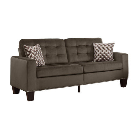 Lantana Chocolate Modern Contemporary Solid Wood And Plywood Fabric Upholstered Tufted Sofa - Ella Furniture