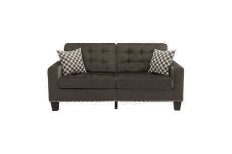 Lantana Chocolate Solid Wood And Plywood Textured Fabric Upholstered Tufted Sofa And Love Seat - Ella Furniture