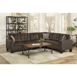 Lantana Chocolate Solid Wood And Plywood Fabric Upholstery 2-Piece Reversible Sectional - Ella Furniture