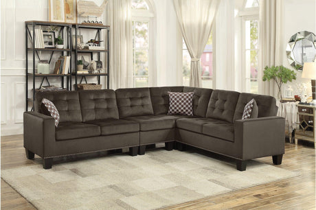 Lantana Chocolate Solid Wood And Plywood Textured Fabric Upholstered Tufted Sofa And Love Seat - Ella Furniture