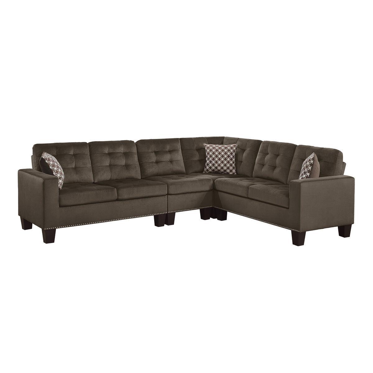 Lantana Chocolate Solid Wood And Plywood Fabric Upholstery 2-Piece Reversible Sectional - Ella Furniture
