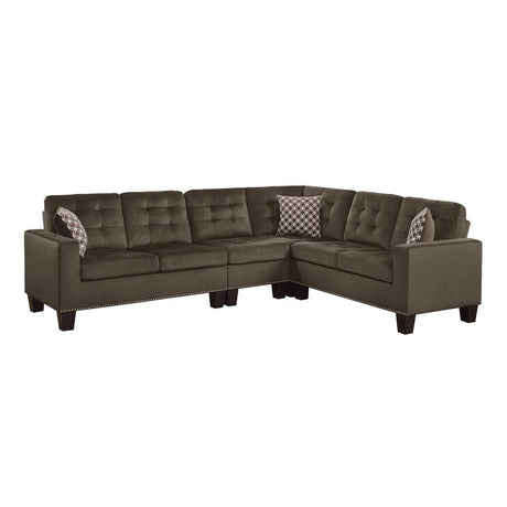 Lantana Chocolate Solid Wood And Plywood Fabric Upholstery 2-Piece Reversible Sectional - Ella Furniture