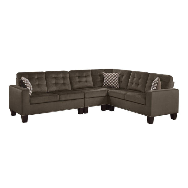 Lantana Chocolate Solid Wood And Plywood Fabric Upholstery 2-Piece Reversible Sectional - Ella Furniture