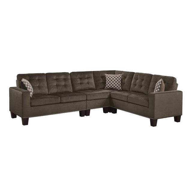 Lantana Chocolate Solid Wood And Plywood Fabric Upholstery 2-Piece Reversible Sectional - Ella Furniture