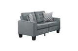 Lantana Gray Solid Wood And Plywood Fabric Upholstered Tufted 2Pc Set: Sofa, Love - Ella Furniture