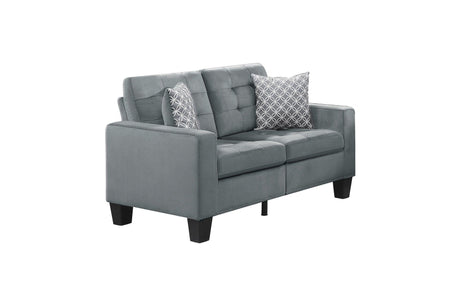 Lantana Gray Solid Wood And Plywood Fabric Upholstered Tufted 2Pc Set: Sofa, Love - Ella Furniture