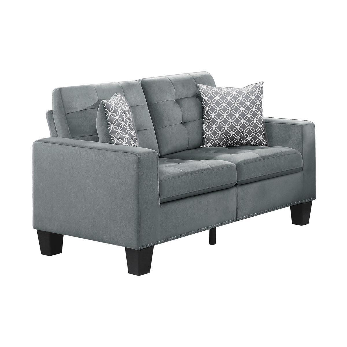 Lantana Gray Modern Contemporary Solid Wood And Plywood Fabric Upholstered Tufted Love Seat - Ella Furniture