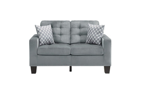 Lantana Gray Solid Wood And Plywood Fabric Upholstered Tufted 2Pc Set: Sofa, Love - Ella Furniture