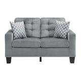 Lantana Gray Modern Contemporary Solid Wood And Plywood Fabric Upholstered Tufted Love Seat - Ella Furniture