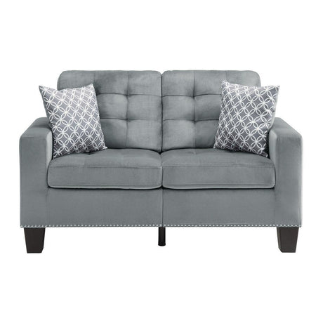 Lantana Gray Modern Contemporary Solid Wood And Plywood Fabric Upholstered Tufted Love Seat - Ella Furniture