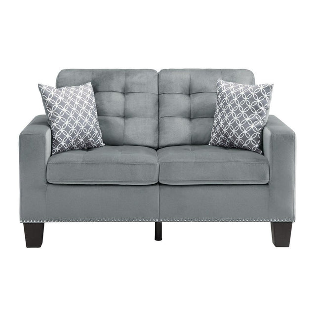 Lantana Gray Modern Contemporary Solid Wood And Plywood Fabric Upholstered Tufted Love Seat - Ella Furniture