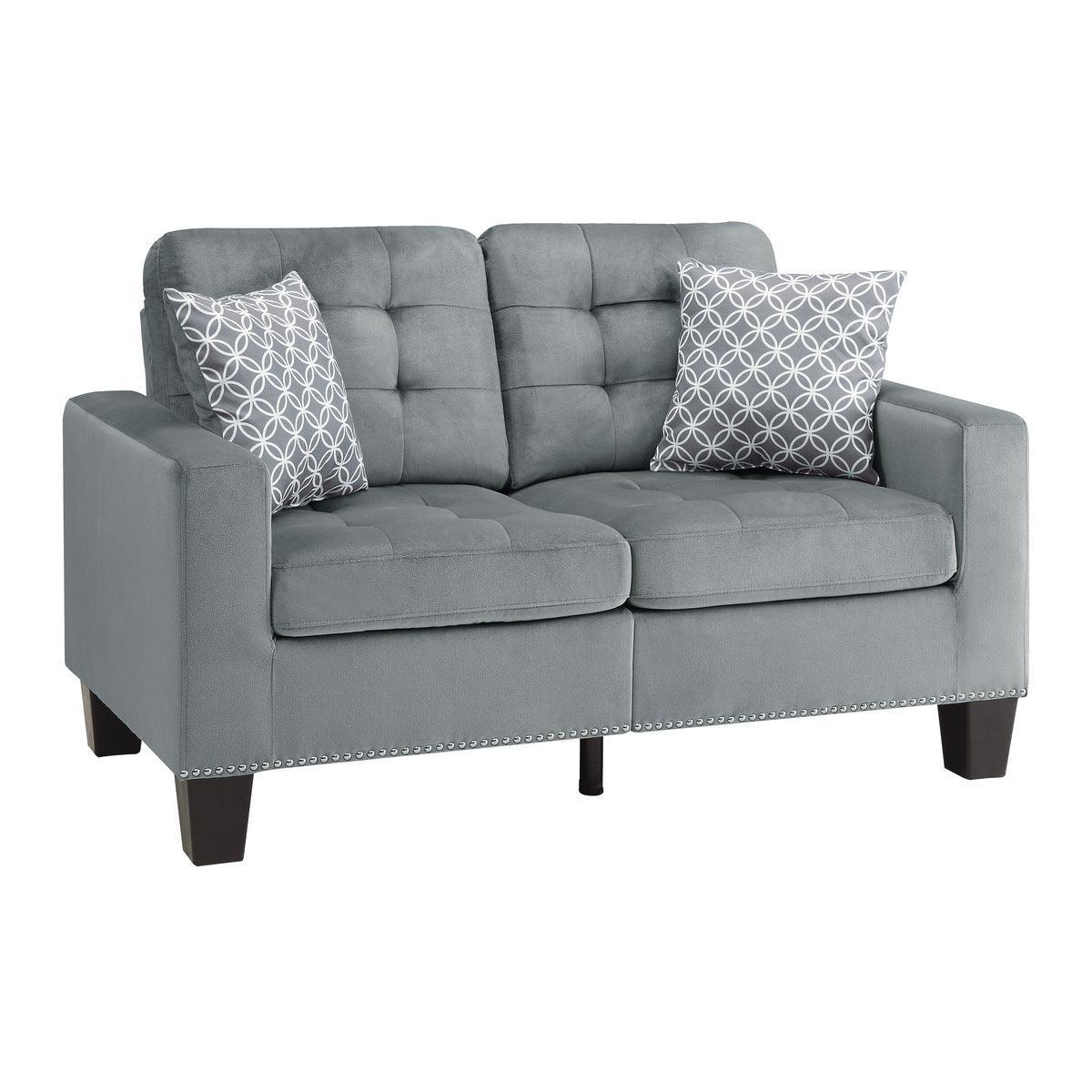 Lantana Gray Modern Contemporary Solid Wood And Plywood Fabric Upholstered Tufted Love Seat - Ella Furniture