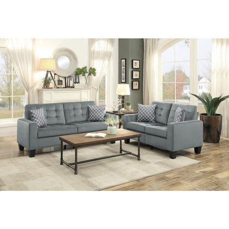 Lantana Gray Modern Contemporary Solid Wood And Plywood Fabric Upholstered Tufted Sofa - Ella Furniture