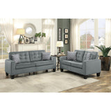 Lantana Gray Modern Contemporary Solid Wood And Plywood Fabric Upholstered Tufted Love Seat - Ella Furniture