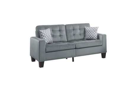 Lantana Gray Solid Wood And Plywood Fabric Upholstered Tufted 2Pc Set: Sofa, Love - Ella Furniture