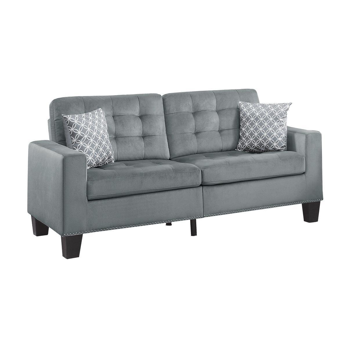 Lantana Gray Modern Contemporary Solid Wood And Plywood Fabric Upholstered Tufted Sofa - Ella Furniture