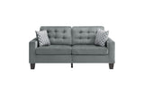 Lantana Gray Solid Wood And Plywood Fabric Upholstered Tufted 2Pc Set: Sofa, Love - Ella Furniture