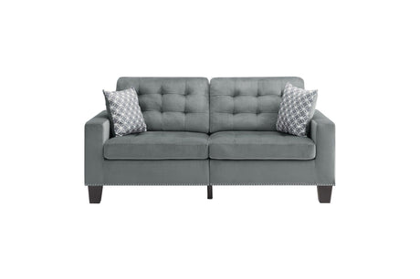 Lantana Gray Solid Wood And Plywood Fabric Upholstered Tufted 2Pc Set: Sofa, Love - Ella Furniture