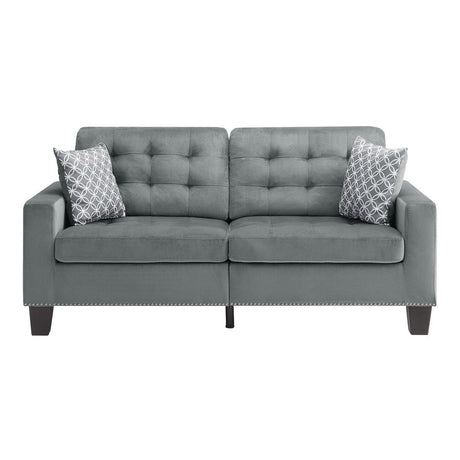 Lantana Gray Modern Contemporary Solid Wood And Plywood Fabric Upholstered Tufted Sofa - Ella Furniture
