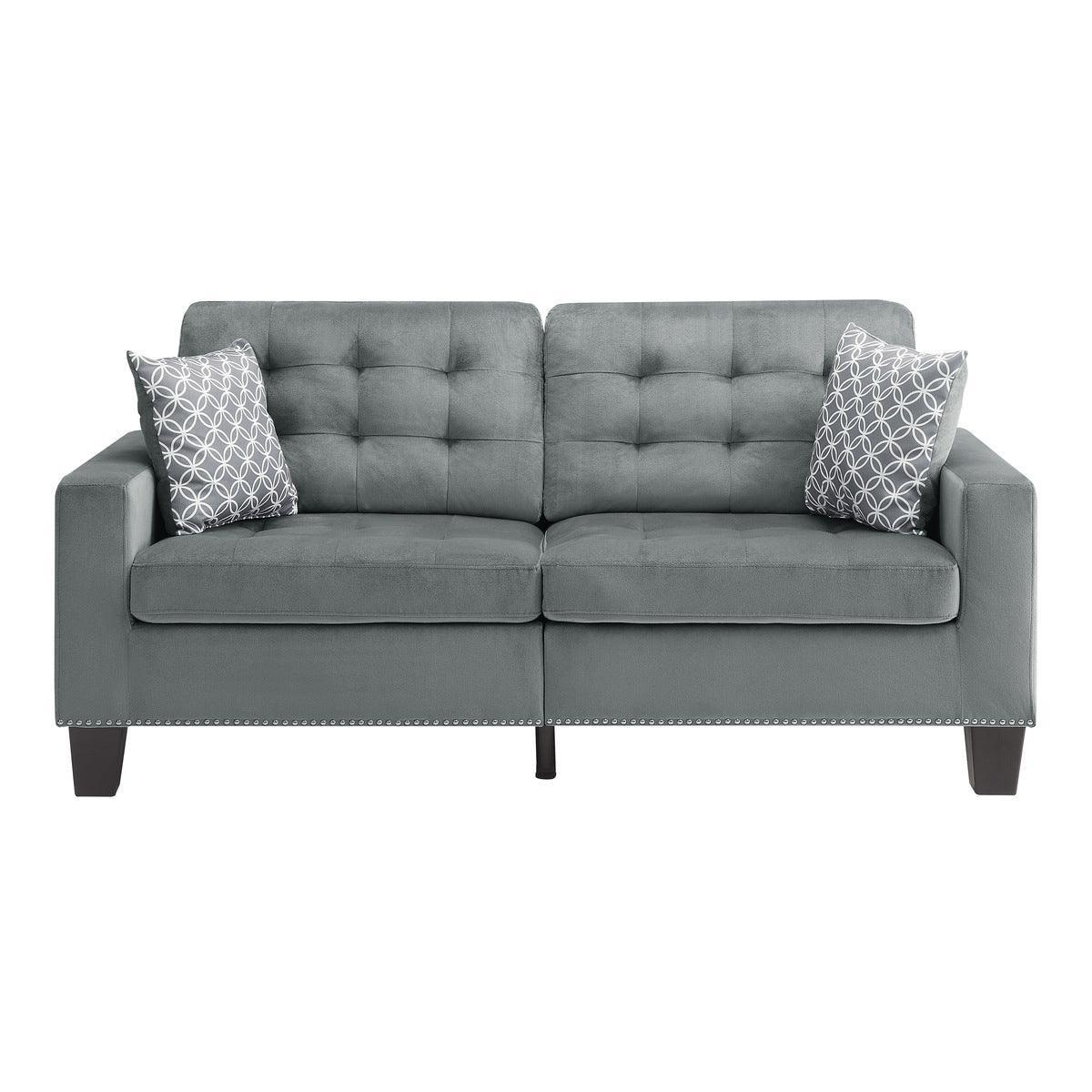 Lantana Gray Modern Contemporary Solid Wood And Plywood Fabric Upholstered Tufted Sofa - Ella Furniture
