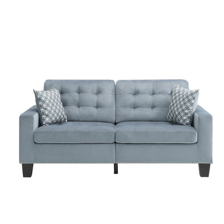 Lantana Gray Traditional Solid Wood And Plywood Fabric Upholstered Tufted Sofa With 2 Pillows - Ella Furniture