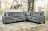 Lantana Gray Solid Wood And Plywood Fabric Upholstered Tufted 2Pc Set: Sofa, Love - Ella Furniture