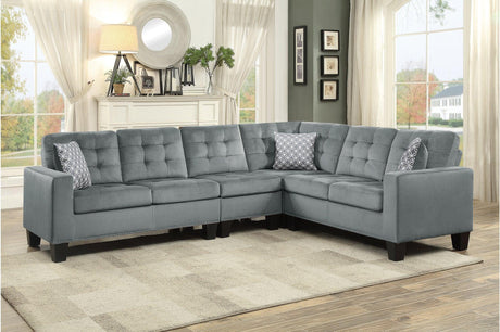 Lantana Gray Solid Wood And Plywood Fabric Upholstered Tufted 2Pc Set: Sofa, Love - Ella Furniture