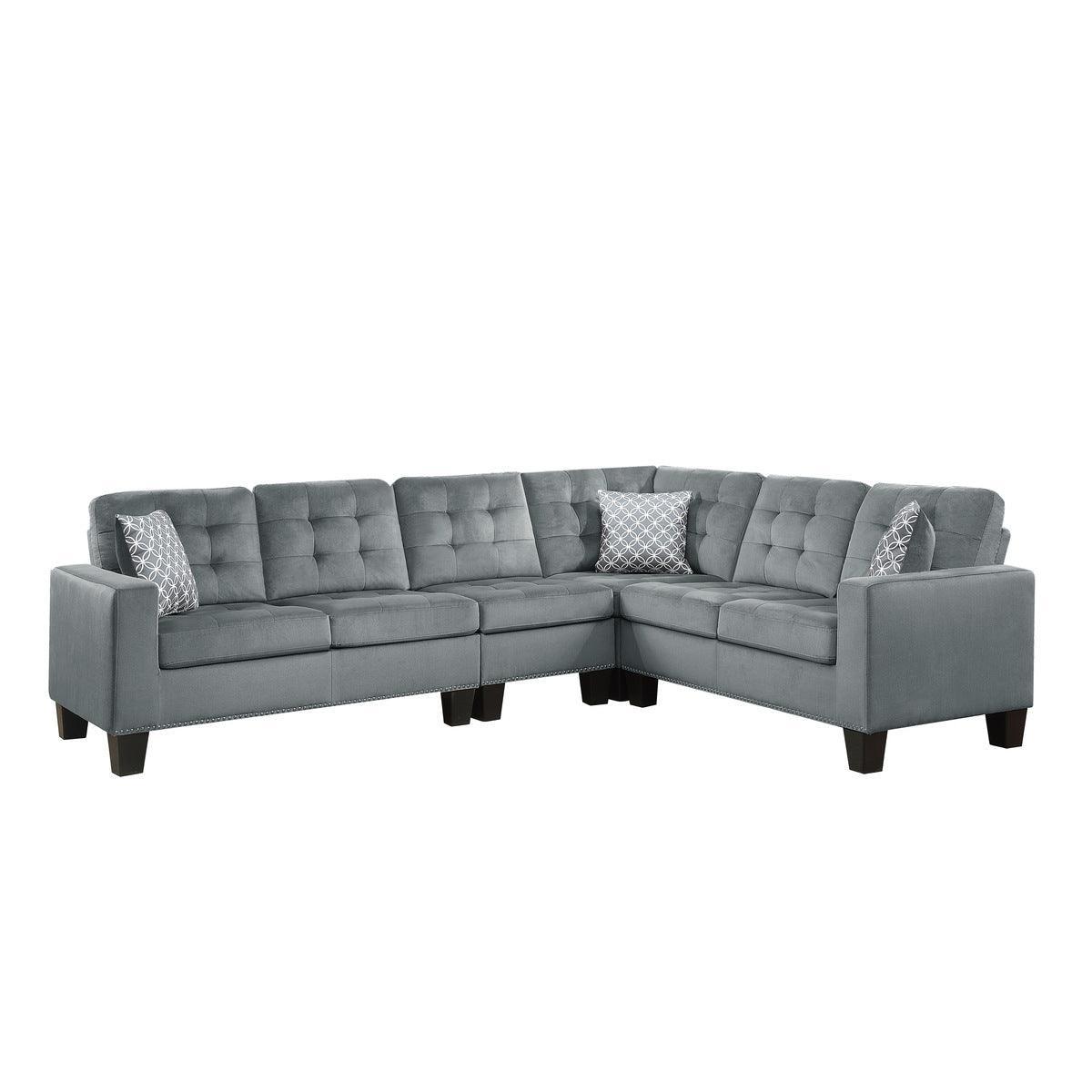Lantana Gray Solid Wood And Plywood Fabric Upholstery 2-Piece Reversible Sectional - Ella Furniture