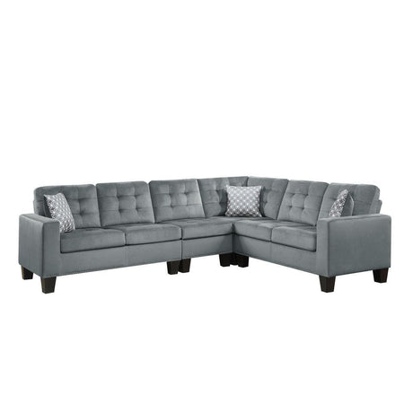 Lantana Gray Solid Wood And Plywood Fabric Upholstery 2-Piece Reversible Sectional - Ella Furniture
