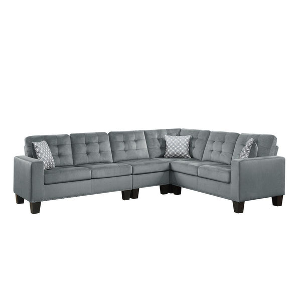 Lantana Gray Solid Wood And Plywood Fabric Upholstery 2-Piece Reversible Sectional - Ella Furniture