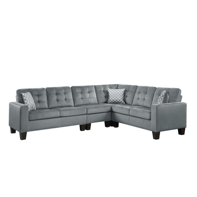 Lantana Gray Solid Wood And Plywood Fabric Upholstery 2-Piece Reversible Sectional - Ella Furniture