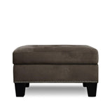 Lantana Chocolate Solid Wood And Plywood Microfiber Velvet Upholstered Tufted Storage Ottoman - Ella Furniture