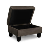 Lantana Chocolate Solid Wood And Plywood Microfiber Velvet Upholstered Tufted Storage Ottoman - Ella Furniture