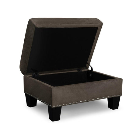 Lantana Chocolate Solid Wood And Plywood Microfiber Velvet Upholstered Tufted Storage Ottoman - Ella Furniture
